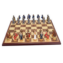 Professional 17" European Chess Set Resin Chessman Wooden Board Board Game 2024 - buy cheap