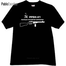 Camiseta de algodón para hombre, camisa de moda PPSH-41, arma de la Segunda Guerra Mundial, de marca negra, tops de verano 2024 - compra barato