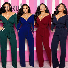 XURU European and American long-sleeved solid color V-neck tight bodysuit  autumn new women's jumpsuit 2024 - buy cheap