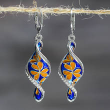 Classic Women Twist Spiral Dangle Earring Creative Orange Flower Blue Long Drop Earrings for Girls Bohemian Tassel Jewelry 2024 - buy cheap