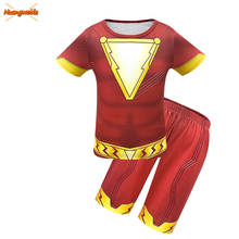 Shazam trajes crianças traje de halloween billy batson cosplay super-herói cosplay traje meninos bodysuit fantasia vestido 2024 - compre barato