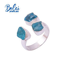 bolaijewelry,925 sterling silver natural apatite rough gemstone ring is the best gift for mom, lover and friend 2024 - buy cheap
