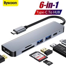 Hub Usb C 6 en 1, adaptador Compatible con HDMI, lector SD TF, estación de acoplamiento PD 3,0 para MacBook Pro/Air/Huawei Mate Splitter 2024 - compra barato