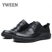 YWEEN Leather Shoes Men New Round Toe Casual Shoes Lace Up Top Quality Leisure Shoes For Male 2024 - buy cheap