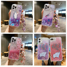 Funda de teléfono con purpurina líquida y agua Floral para OPPO, funda suave con correa de mano para modelos A31, A8, A5, A9, A11K, A52, A53, A72, A79, A83, A91, A92S, F5 y F7 2024 - compra barato