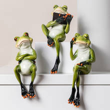 Creative resin frog ornaments Nordic bookshelf cartoon small animal children furnishings living room home cute decorations 2024 - buy cheap