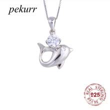 Pekurr 925 Sterling Silver Big Crystal Dolphin Necklaces For Women Zircon Elegant Whale Pendants Wedding Fashion Jewelry 2024 - buy cheap