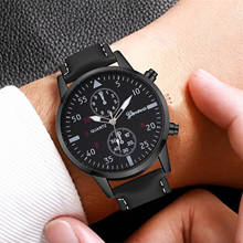 Geneva relógio masculino de pulso, relógio analógico de quartzo com pulseira de couro, casual e da moda 2024 - compre barato