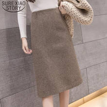 High Waist Elegant Pencil Midi Skirt Casual Fall Winter Warm Wool Skirt Slim Knee Length Split Work Skirt Casual 7816 50 2024 - buy cheap