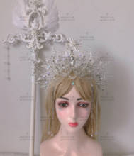 NEW Crown Headband Bead Chain Hair Hoop Handmade Hair Ornaments Lolita Angel Madonna Halo Headdress Tiara Silver Aperture COS 2024 - buy cheap