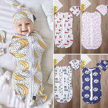 Хлопковое Пеленальное Одеяло на молнии для новорожденных, пеленка для сна муслиновая Пеленка, милая шапочка 2024 - купить недорого