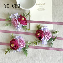 YO CHO Women Brooch Flower Corsage Pin Boutonniere Buttonhole Men Wedding Bracelet Bridesmaid Wedding Buttonhole Witness Corsage 2024 - buy cheap