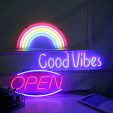 OPEN GoodVibes Neon Sign LED Light Bar Party Christmas Visual Artwork Neon Sign for Shop Store Window Art Wall Decor USB Powered 2024 - buy cheap