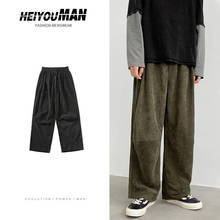 Autumn Corduroy Pants Men's Fashion Retro Casual Drawstring Straight Pants Men Streetwear Loose Hip-hop Pleated Trousers Mens 2024 - buy cheap