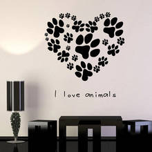 Adesivo de parede estampa de pata de cachorro e gato, adesivo de parede para sala de estar, animais de estimação, veterinária, amor, animal, decoração, pets shop, arte w380 2024 - compre barato