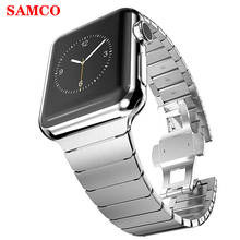 Ремешок для Apple watch band 44 мм/42 мм 40 мм 38 мм, роскошный звеньевой браслет для iwatch apple watch series 5 4 3 2 band 44 мм 40 42 38 2024 - купить недорого