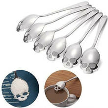 Cuchara mezcladora de acero inoxidable con forma de Calavera, cuchara para mezclar café, vajilla de cocina, novedad 2024 - compra barato