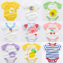 Macacão de algodão gêmeo para bebês, roupas de verão para bebês recém-nascidos, macacão de manga curta de desenhos animados para meninos e meninas 2024 - compre barato