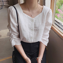 2020 Fall Autumn Basic Shirt Single Breasted Button Tops Cute Preppy Style Japan Korea Chic Vintage Blouse Solid White Women Top 2024 - buy cheap