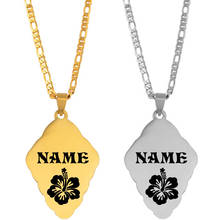 Anniyo Hawaiian Flowers and Customize Name Pendant Necklaces Men Women Micronesia Marshall Guam Chuuk Jewelry Gifts #059921 2024 - buy cheap