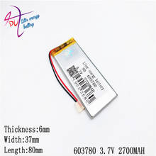 Best Battery Brand Size 603780 3.7v 2700mah Lithium Polymer Battery With Board For Mp4 Mp5 Gps Digital Products 2024 - buy cheap