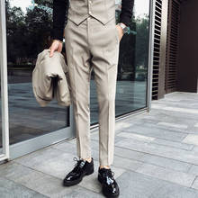 Spring Men Dress Pants Slim Fit Apricot Gray Pantalones Hombre Men's Social Trousers Masculina Suit Trousers Man Formal Pants 2024 - buy cheap