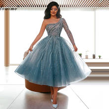 Arabic Plus Size Cocktail Dresses One Shoulder Elegant Prom Dresses Beading Tea-Length Robes De Cocktail Women Party Gowns 2024 - buy cheap