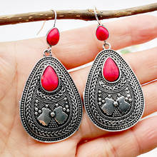 Fashion Ethnic Style Women Earrings Classic Vintage Red Blue Stone Drop Earrings Jewelry Earrings for  Women Party Best Gift 2024 - buy cheap