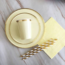 40 шт./компл. набор одноразовой посуды с желтым круглым Бумага тарелки салфетки чашки Юбилей вечерние Декор принадлежности для дня рождения свадьбы 2024 - купить недорого