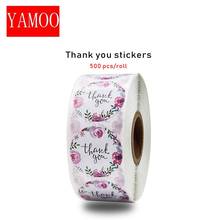 Pegatinas de etiquetas de papel rosa, rollos de boda de agradecimiento, sellos de sobre de 1 pulgada hechos a mano, papelería Linda 2024 - compra barato