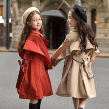 Модный Плащ-Тренч для маленьких девочек и мальчиков ветронепроницаемое пальто для маленьких подростков длинное весенне-осеннее пальто цвета хаки и красного цвета для детей, одежда От 3 до 12 лет 2024 - купить недорого