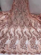 Rose Gold Wholesale price beaded french lace fabric stones African lace fabric pretty tulle laces for party /wedding Christmas 2024 - buy cheap
