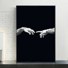 Creation Of Adam Creativity Canvas Art Pictures Hand To Hnad On Black Ground Canvas Paintings on the Wall Art Posters Cuadros 2024 - buy cheap