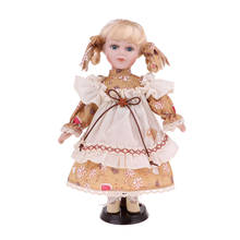 Muñeca de porcelana estilo victoriano para niños y adultos, figura de pie con soporte de madera, 30cm, colecciones 2024 - compra barato