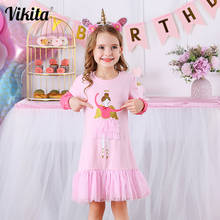 Платье принцессы для девочек VIKITA, хлопковое платье с длинным рукавом, осень 2024 - купить недорого