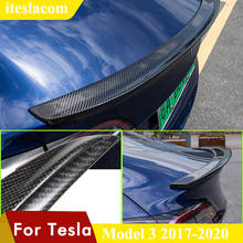 Задний спойлер для багажника из настоящего углеродного волокна для Tesla Model 3 2017-2020, задний спойлер для багажника, автомобильный Стайлинг 2024 - купить недорого