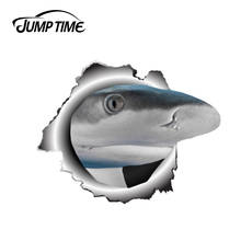 Jump Time 13cm x10.2cm 3D Shark Car Sticker Animal Car Decoration Torn Metal Decal Bumper Windows Reflective Car Styling 2024 - buy cheap