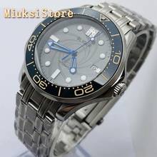 BLIGER 41mm top mechanical watch silver case sapphire glass ceramic bezel gray dial luminous waterpoof mens automatic watch 2024 - buy cheap
