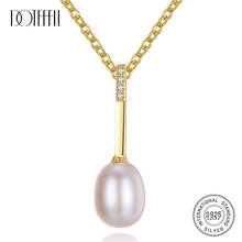 DOTEFFIL-collar de plata 925 de alta calidad para mujer, collar con colgante de perla de agua dulce Natural de 7-8MM, cadena de circonita, regalo de joyería 2024 - compra barato