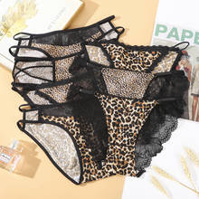 Leopard Panties For Ladies Print Sexy Lace Women's Underwear Underpants Middle Low Waist One-Piece Women's Sexy Lingerie Briefs 2024 - buy cheap