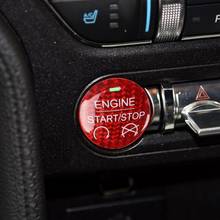 ¡OFERTA 50%! Pegatina para botón de inicio de coche, calcomanía de fibra de carbono impermeable de forma redonda, pegatina de arranque de motor para Ford Mustang 2015- 2024 - compra barato