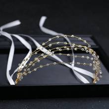 Bridal Crystal Headbands Forehead Tiaras Crown For Bride Hair Jewelry Rhinestone Ribbon Wedding Hair Accessories Headdress 2024 - buy cheap