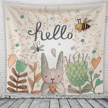 Tapiz colgante de pared con estampado de flor de conejo, alfombra, toalla de playa, decoración del hogar 2024 - compra barato
