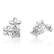   Love Korean Crystal Woman Flower Earrings    Jewelry Simple Zircon Stud Earring for Wedding Party Gift 2024 - buy cheap