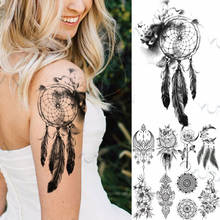 Tatuajes Temporales 3D para mujeres y adultos, calcomanías de Henna en el muslo, colgante de Luna, rosa, serpiente, tatuaje de flores, pegatina 2024 - compra barato