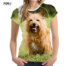 Женская футболка FORUDESIGNS, летняя футболка с 3D изображением австралийских терьеров, с коротким рукавом, удобная брендовая одежда для девочек 2024 - купить недорого