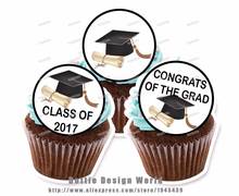 24 Graduation Cake Topper Wafer Rice Paper Class of 2017 Cake Cupcake Cookie Birthday Graduation Party Decoration Supply 2024 - buy cheap