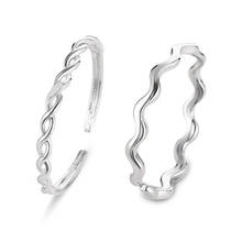 2pcs Punk Thin Wave Rings for Women Opening Adjustable Finger Ring Simple Wedding Couple Ring Party Jewelry Accessories WD591 2024 - buy cheap