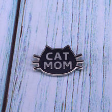 Cat Mom Enamel Pin Black Cat Head Gothic Brooch For Lapel Hat Scarf Coat Sweater Badge 2024 - compre barato