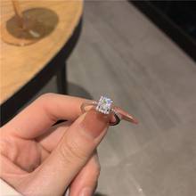 2021 novo coreano delicado quadrado zircão cúbico anéis para mulheres meninas micro pavimentado aberto ajustável anel moda jóias presentes 2024 - compre barato